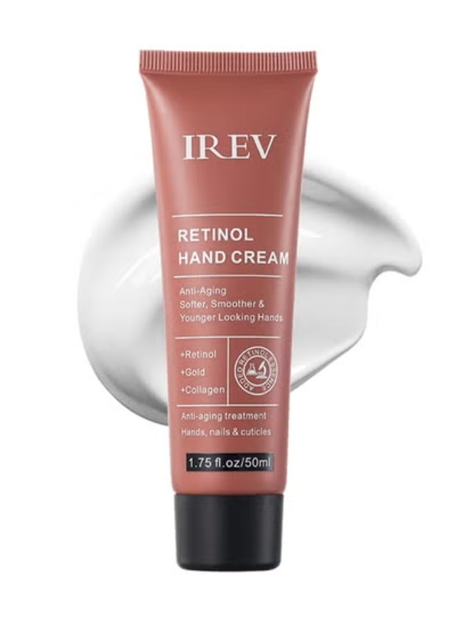IREV Retinol Hand Cream, Firming Anti-Aging Hand Lotion With Collagen, Retinol Moisturizer For Aging & Dry Cracked Hands, Care & Protects Skin, Nails & Cuticles 50ml - Image 1